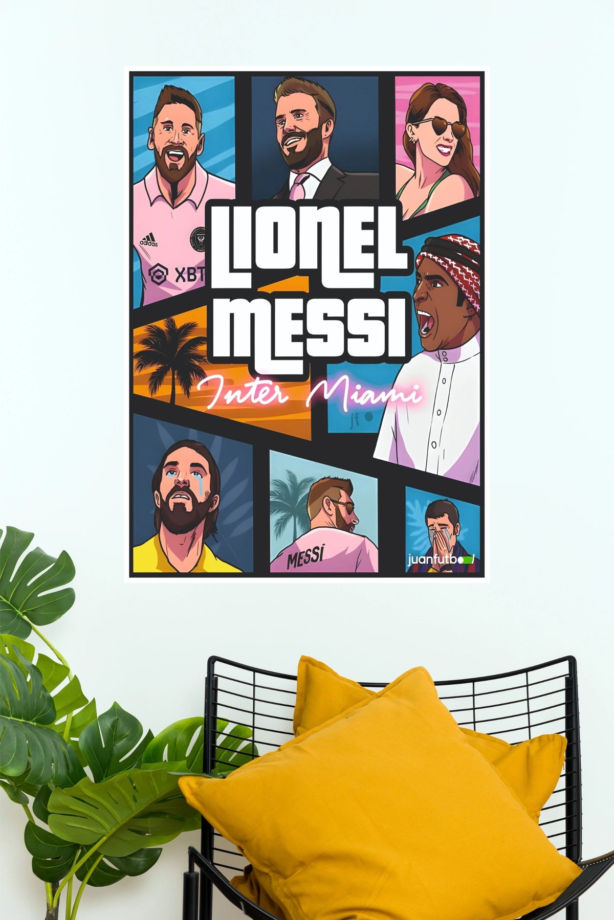 Lionel Messi Inter Miami Cartoon Collage Wall Poster  (Football poster)