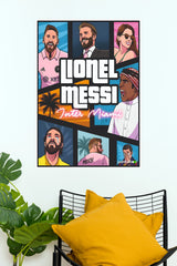 Lionel Messi Inter Miami Cartoon Collage Wall Poster  (Football poster)
