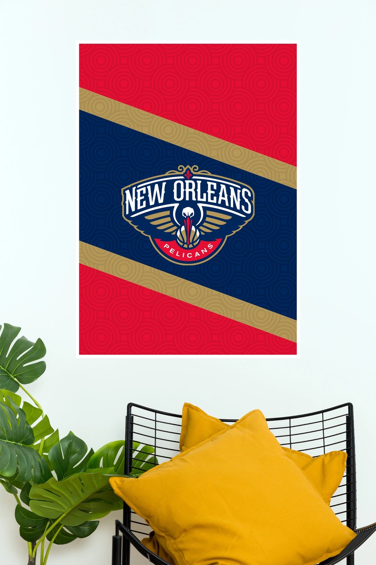 New Orleans Pelicans Red and Navy Basketball Logo Wall Poster  (Football poster)