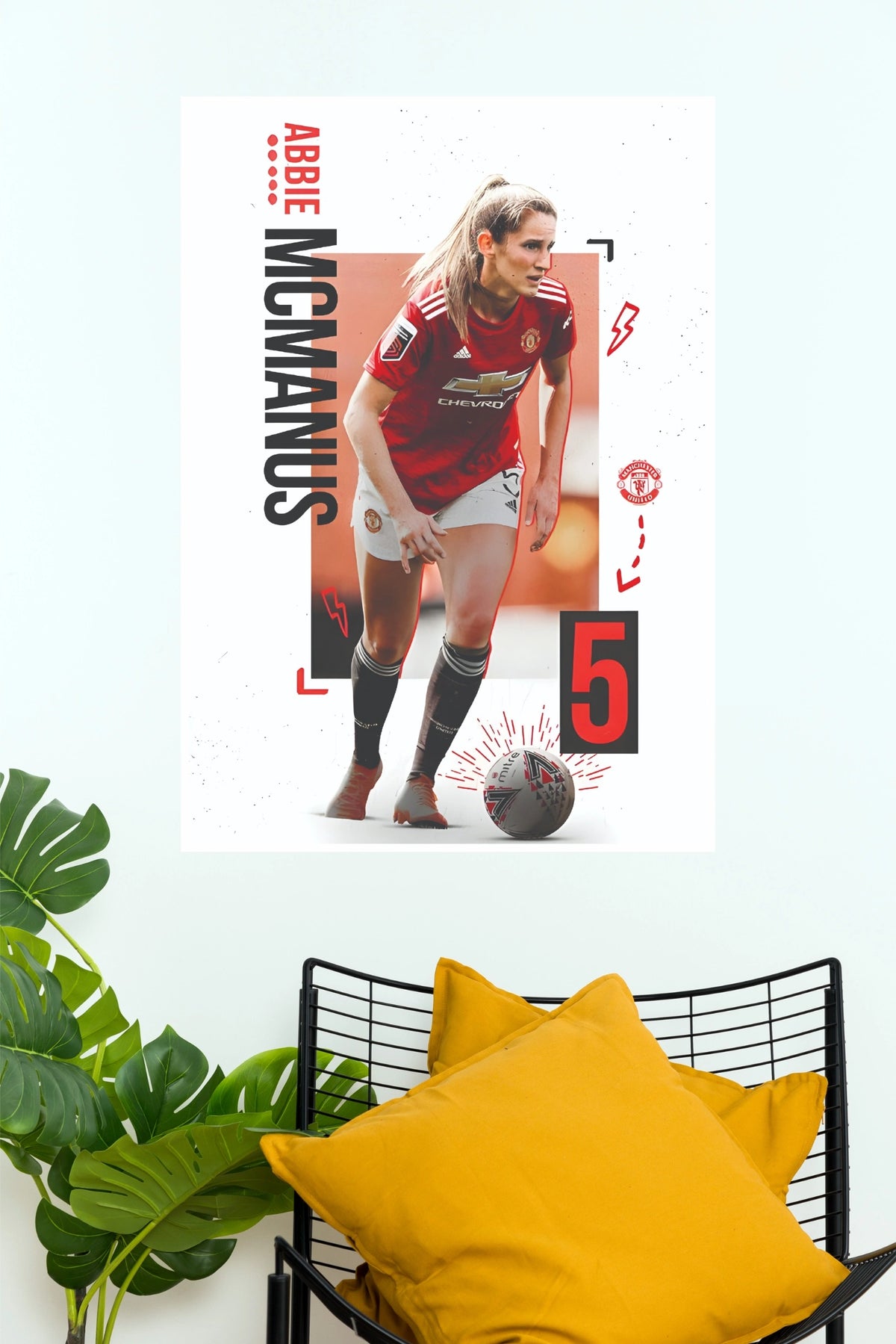 Number 5 Women’s Football Defender Action Wall Poster  (Football poster)