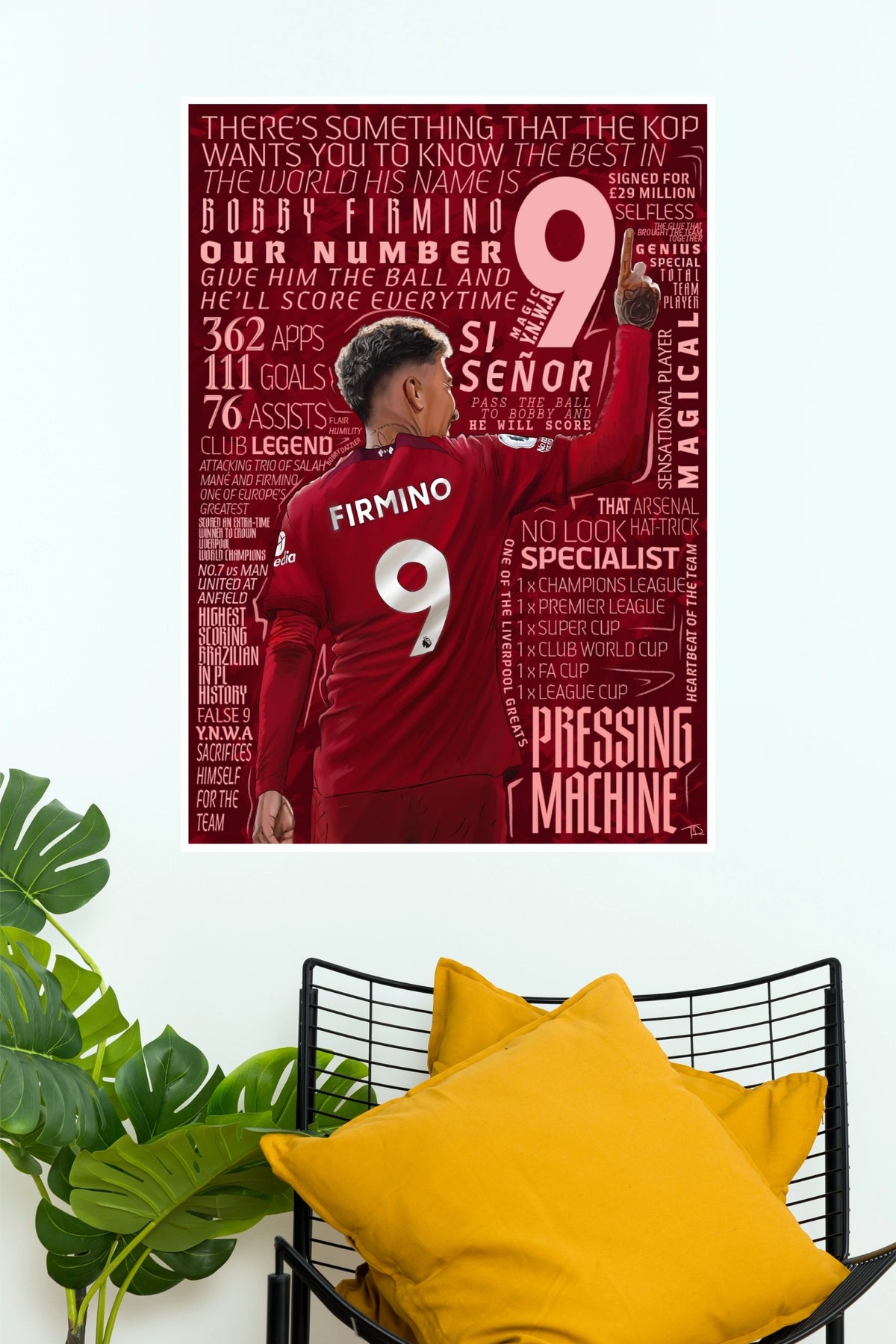 Number 9 Red Football Legend Tribute Wall Poster (Football poster)