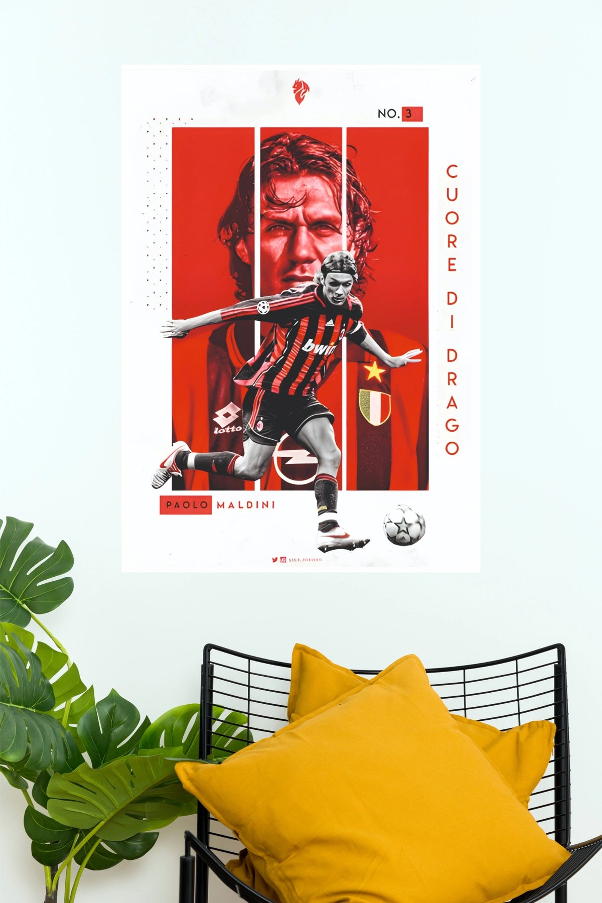 Number 3 Italian Football Defender Legend Wall Poster (Football poster)