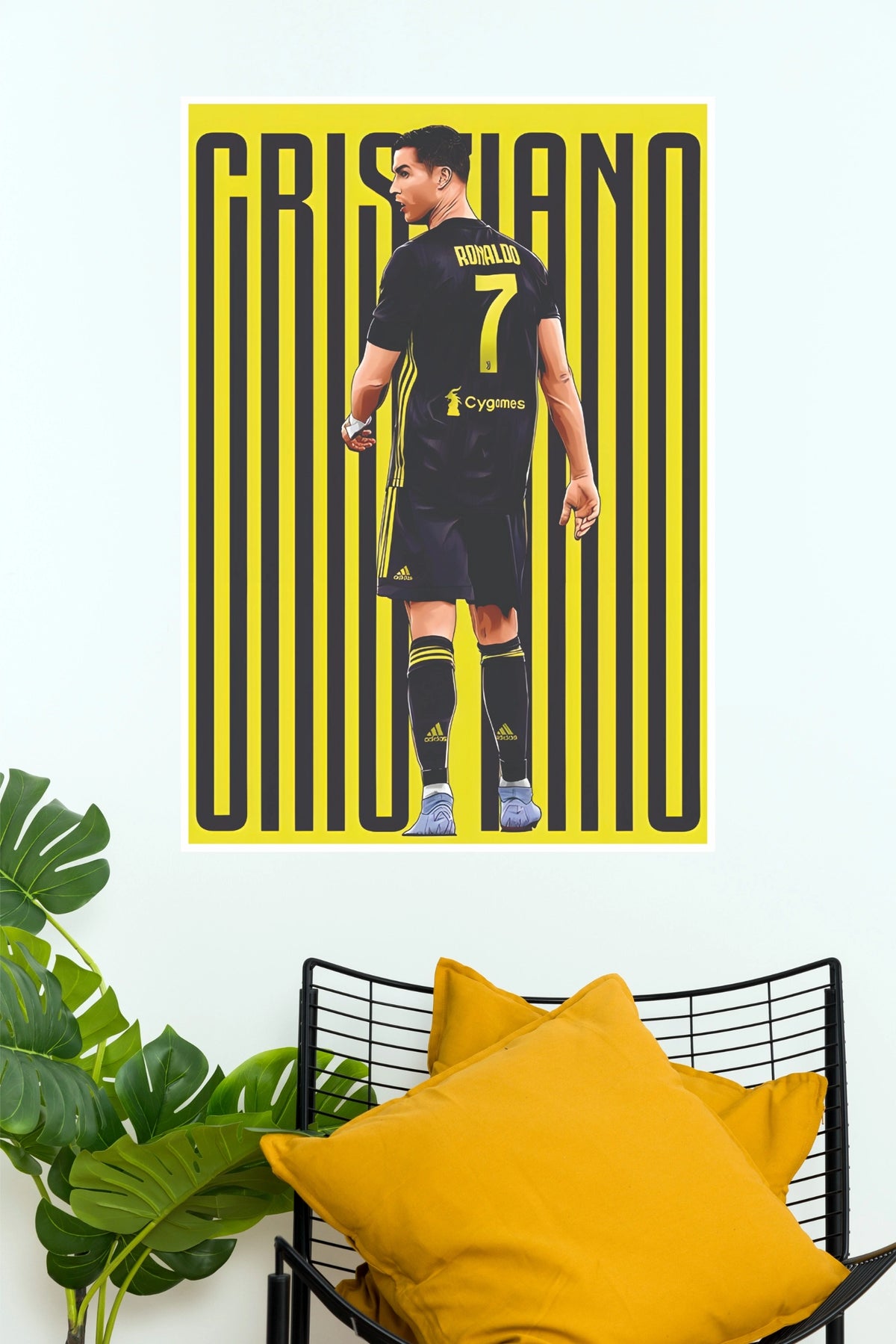 Cristiano Number 7 Black and Yellow Football Star Wall Poster (Football poster)