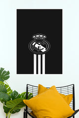 Real Madrid Black and White Football Club Logo Wall Poster  (Football poster)