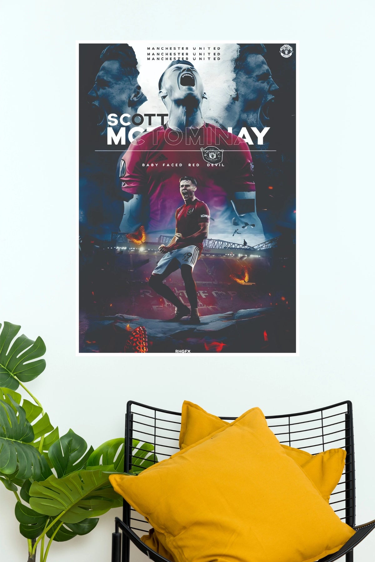 Scott McTominay Red Devil Rising Football Collage Wall Poster (Football poster)