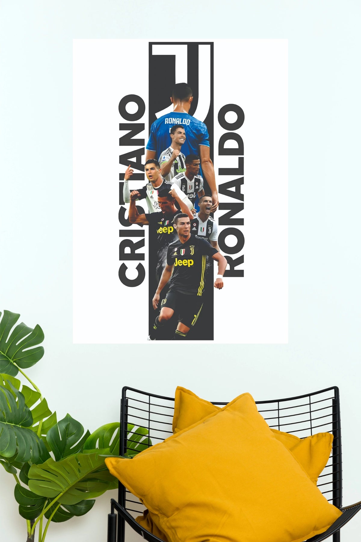 Ronaldo Number 7 Black and White Football Collage Wall Poster (Football poster)