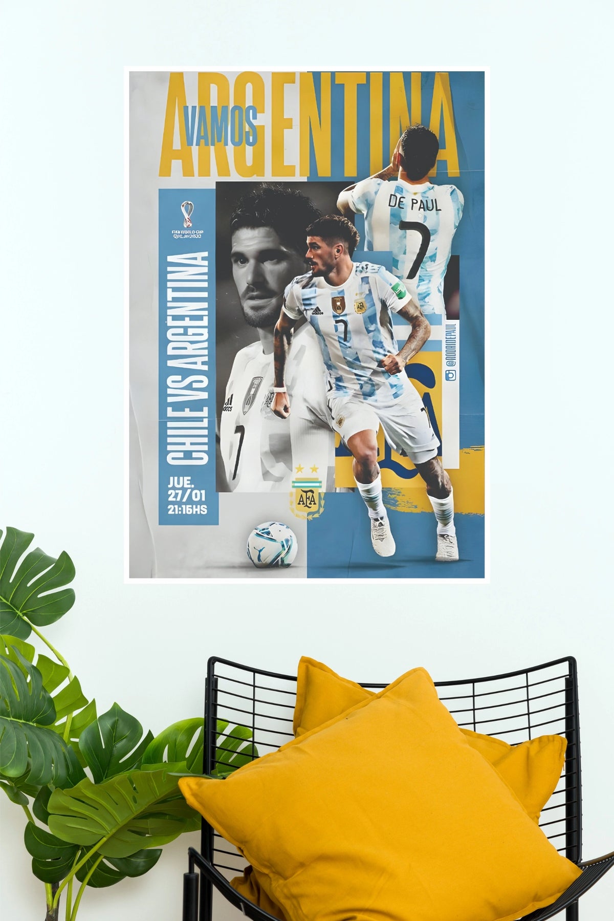 Rodrigo De Paul Number 7 Argentina Football Collage Wall Poster (Football poster)