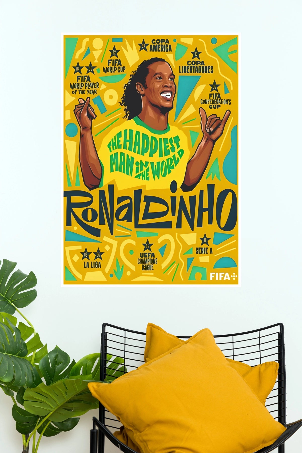 Ronaldinho Happiest Man in the World Football Legend Wall Poster  (Football poster)