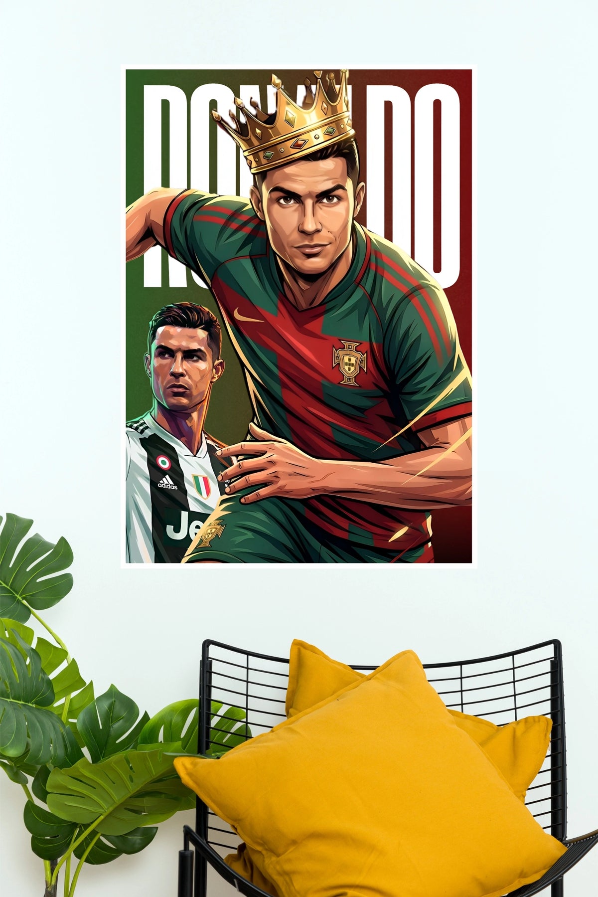 Football King Number 7 Crown Illustrated Wall Poster (Football poster)