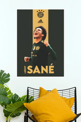 Black and Gold Football Winger Celebration Wall Poster  (Football poster)