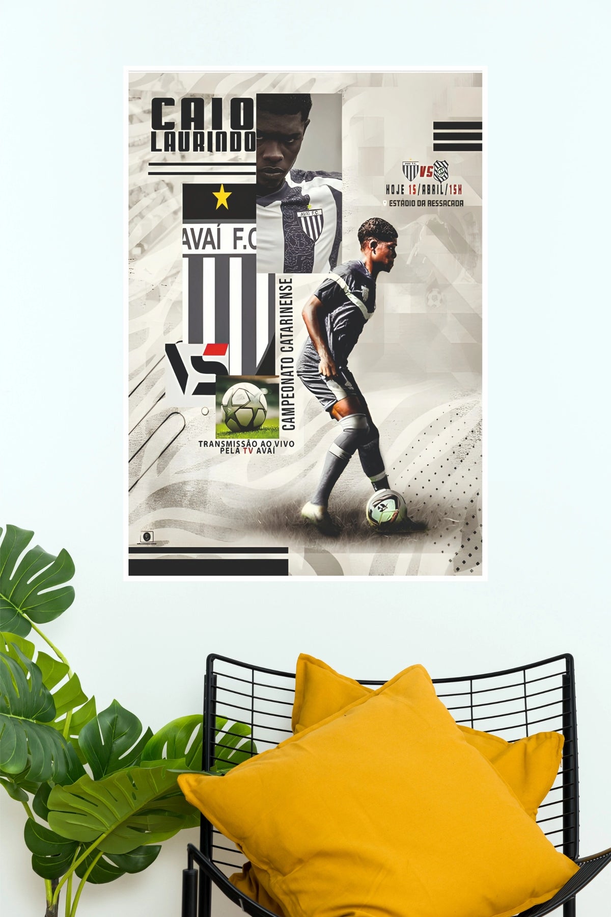 Brazilian Black and White Football Matchday Collage Wall Poster  (Football poster)