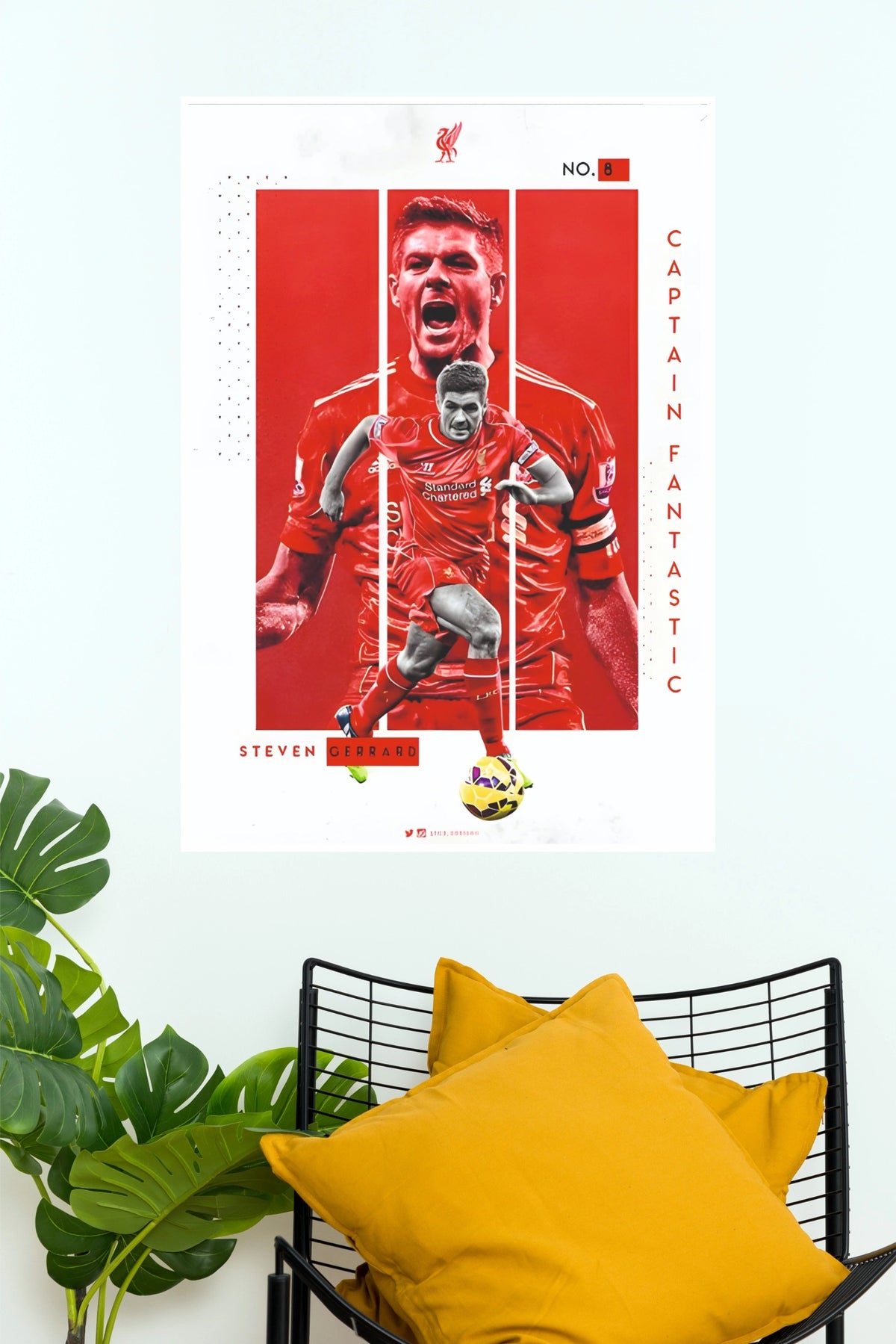 Steven Gerrard Number 8 Captain Fantastic Football Wall Poster  (Football poster)