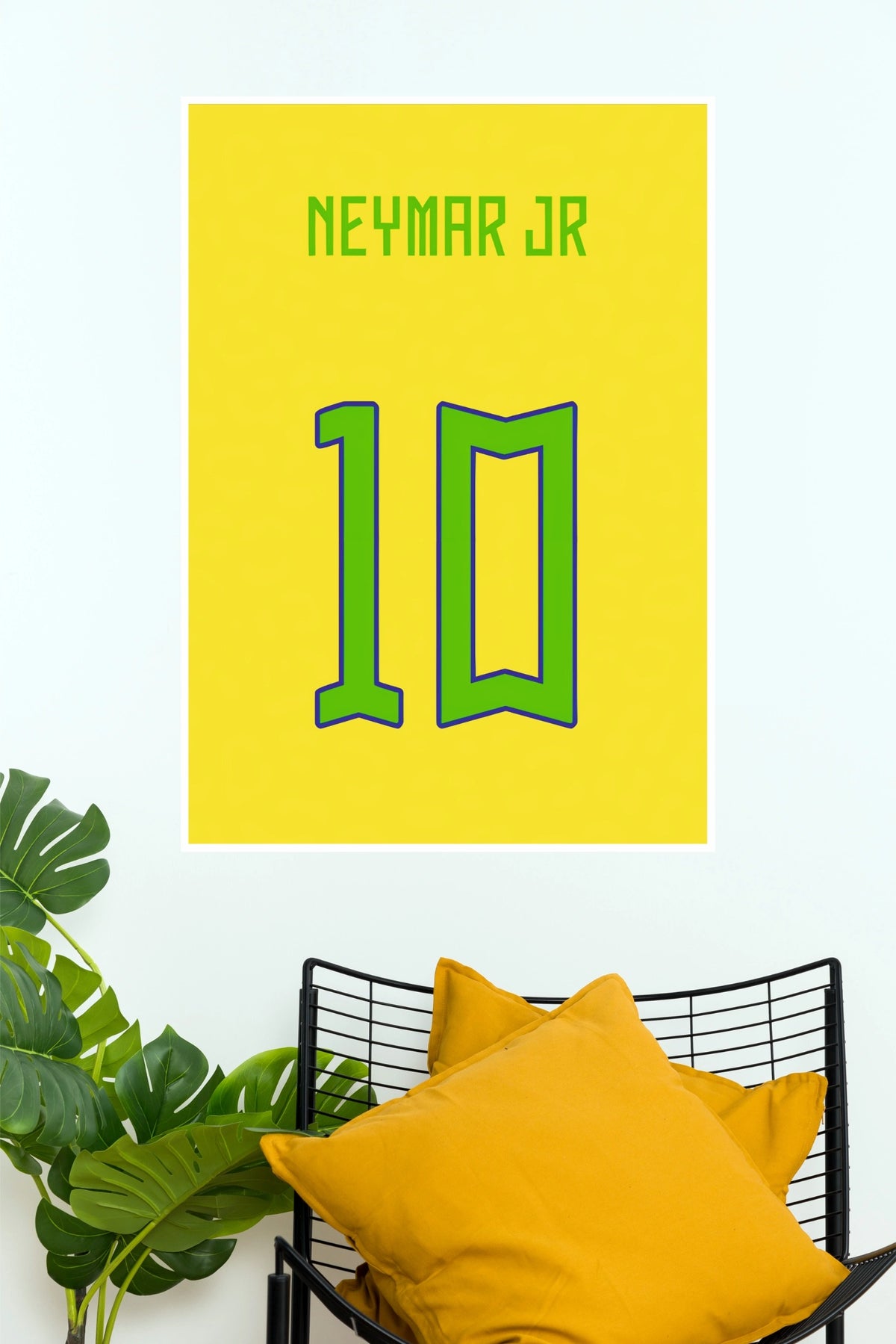 Brazil Number 10 Minimalist Yellow Football Jersey Wall Poster  (Football Poster )
