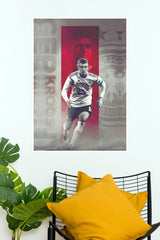 German Number 8 Midfielder Red and Grey Football Wall Poster   (Football Poster )