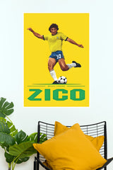 Zico Brazil Legend Number 10 Football Action Wall Poster (Football Poster )