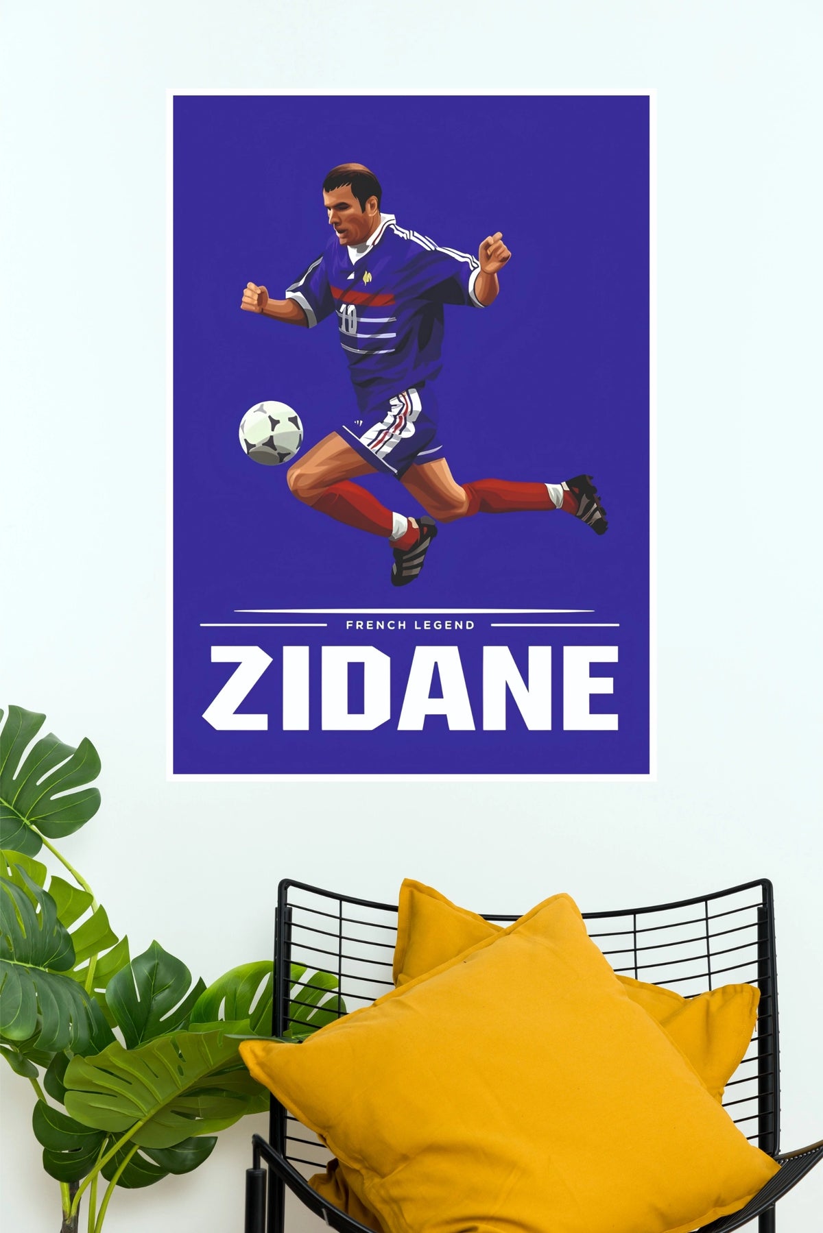 Zidane French Legend Number 10 Illustrated Football Wall Poster  (Football Poster )