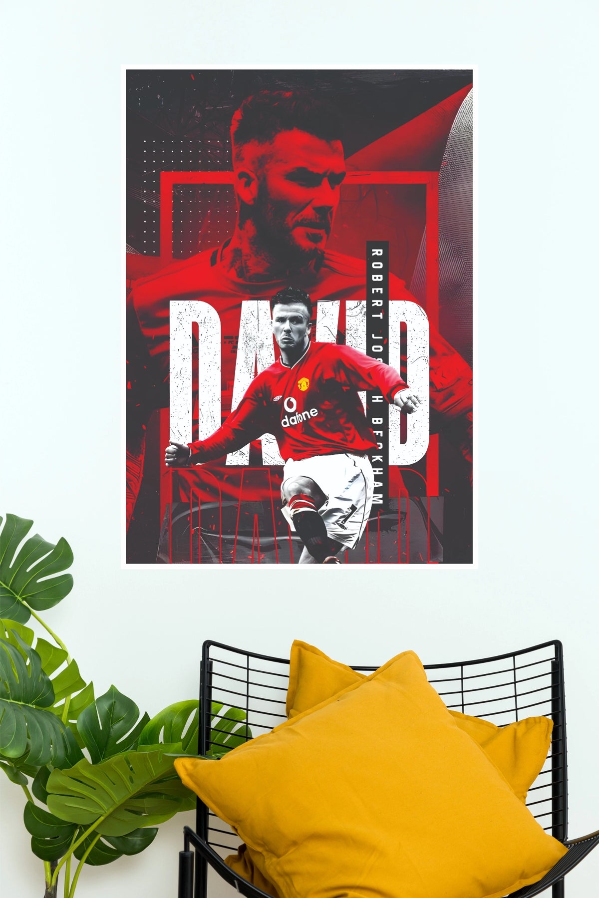 David Number 7 Red Football Legend Collage Wall Poster  (Football Poster )