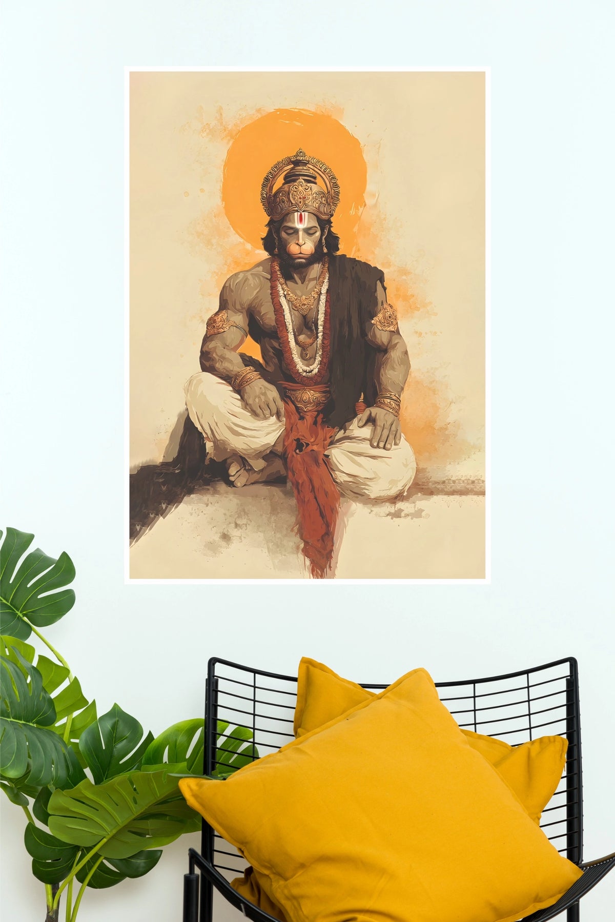 Meditating Bajrangbali Divine Strength Hanuman Wall Poster (God Poster )