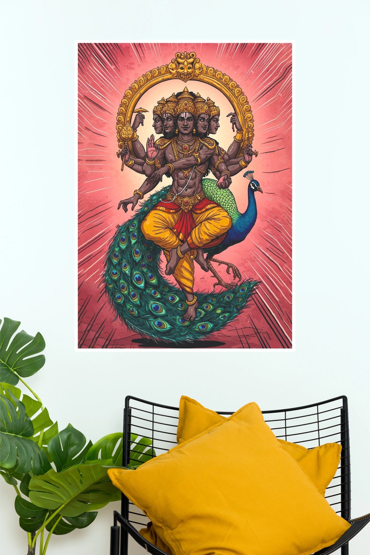 Shanmukha Kartikeya on Peacock Divine Wall Poster  (God Poster )