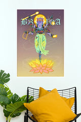 Cyber Divine Brahma Futuristic Lotus Wall Poster   (God Poster )