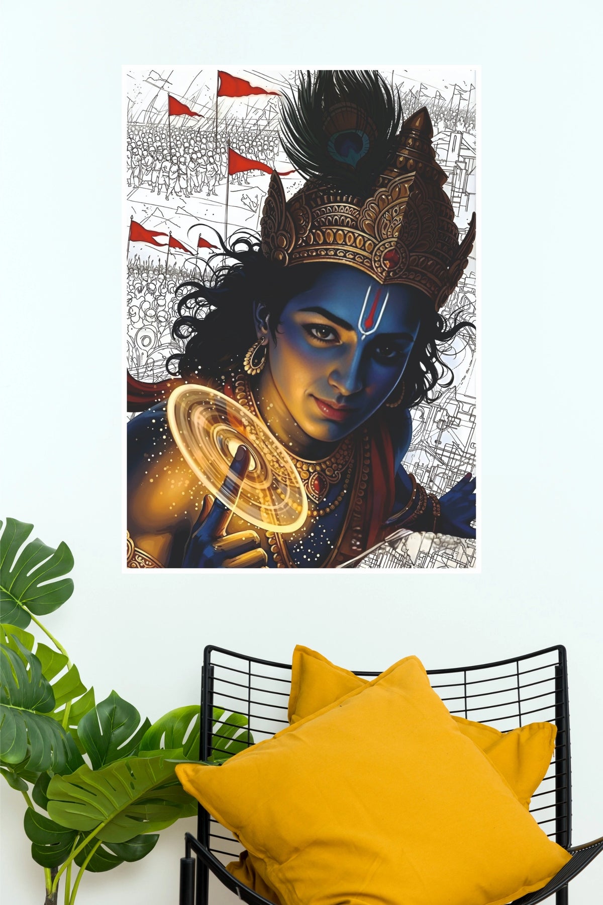 Divine Strategist Lord Krishna Sudarshan Chakra Wall Poster  (God Poster )