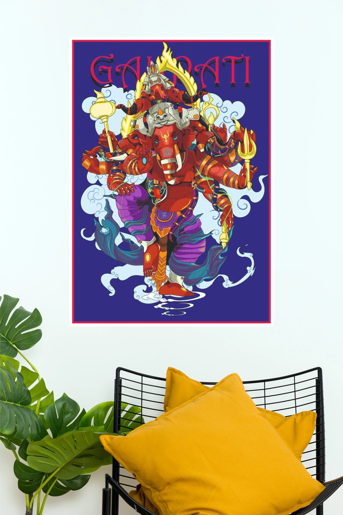 Panchmukhi Ganpati Divine Warrior Spiritual Wall Poster  (God Poster )
