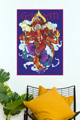 Panchmukhi Ganpati Divine Warrior Spiritual Wall Poster  (God Poster )
