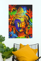 Colorful Gautam Buddha Floral Serenity Wall Poster   (God Poster )