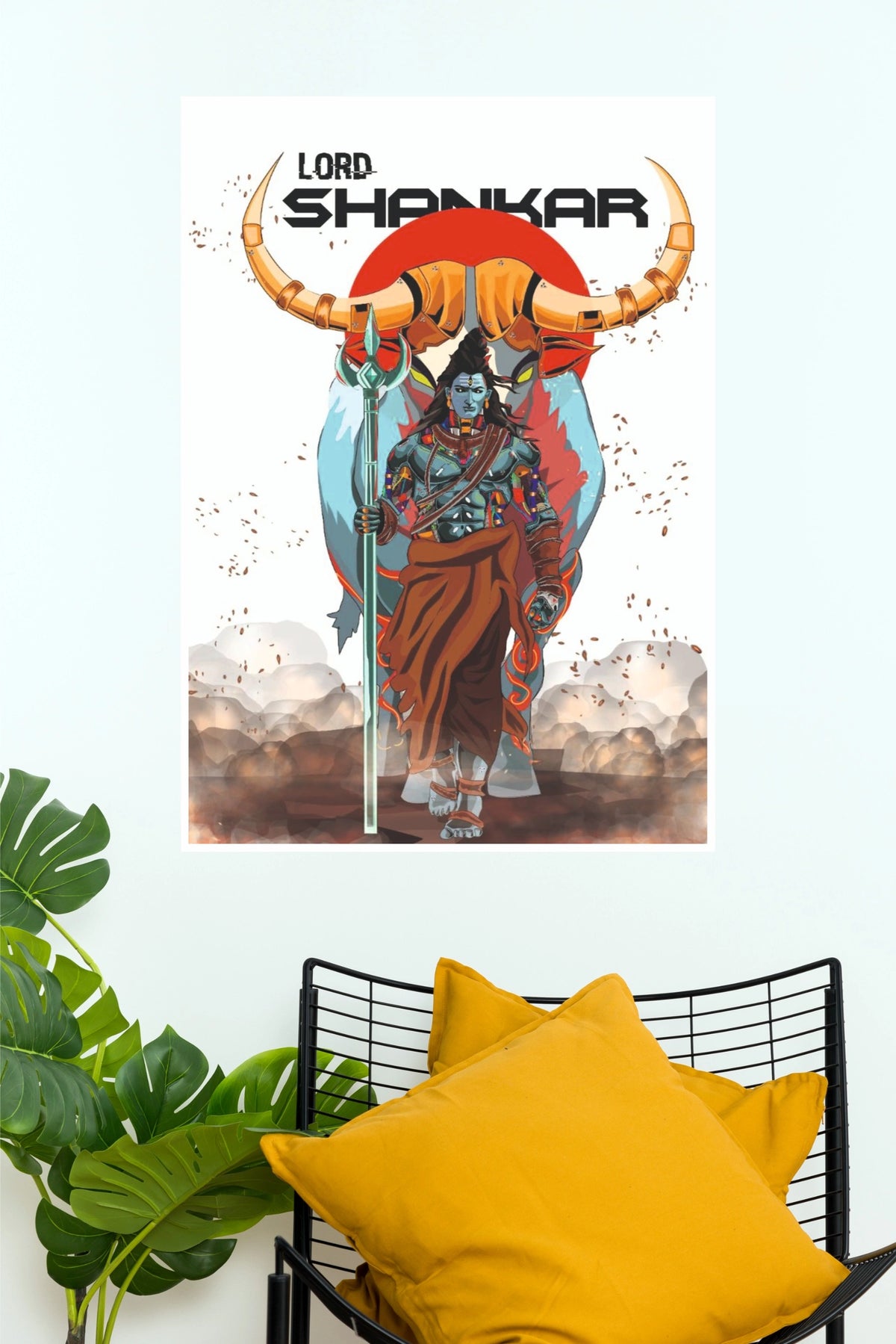 Lord Shankar with Nandi – Mahadev Trishul Divine Wall Poster (God Poster )