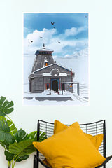 Snowy Kedarnath Temple – Himalayan Winter Spiritual Wall Poster  (God Poster )