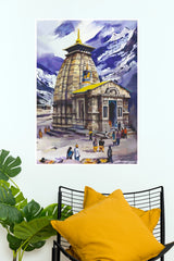 Kedarnath Temple Snow Mountain – Divine Himalayan Wall Poster (God Poster )