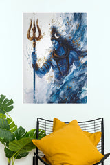 Mahadev Trishul – Blue Lord Shiva Divine Watercolor Wall Poster (God Poster)
