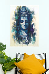 Lord Shiva Mahadev Watercolor Wall Poster | Spiritual Hindu God Art Print  (God Poster)