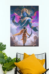 Lord Krishna & Arjuna Bhagavad Gita Spiritual Poster | Hindu God Wall Art  (God Poster)