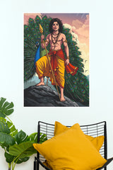 Lord Kartikeya with Peacock Mayur Pankh Poster | Hindu God Wall Art  (God Poster)