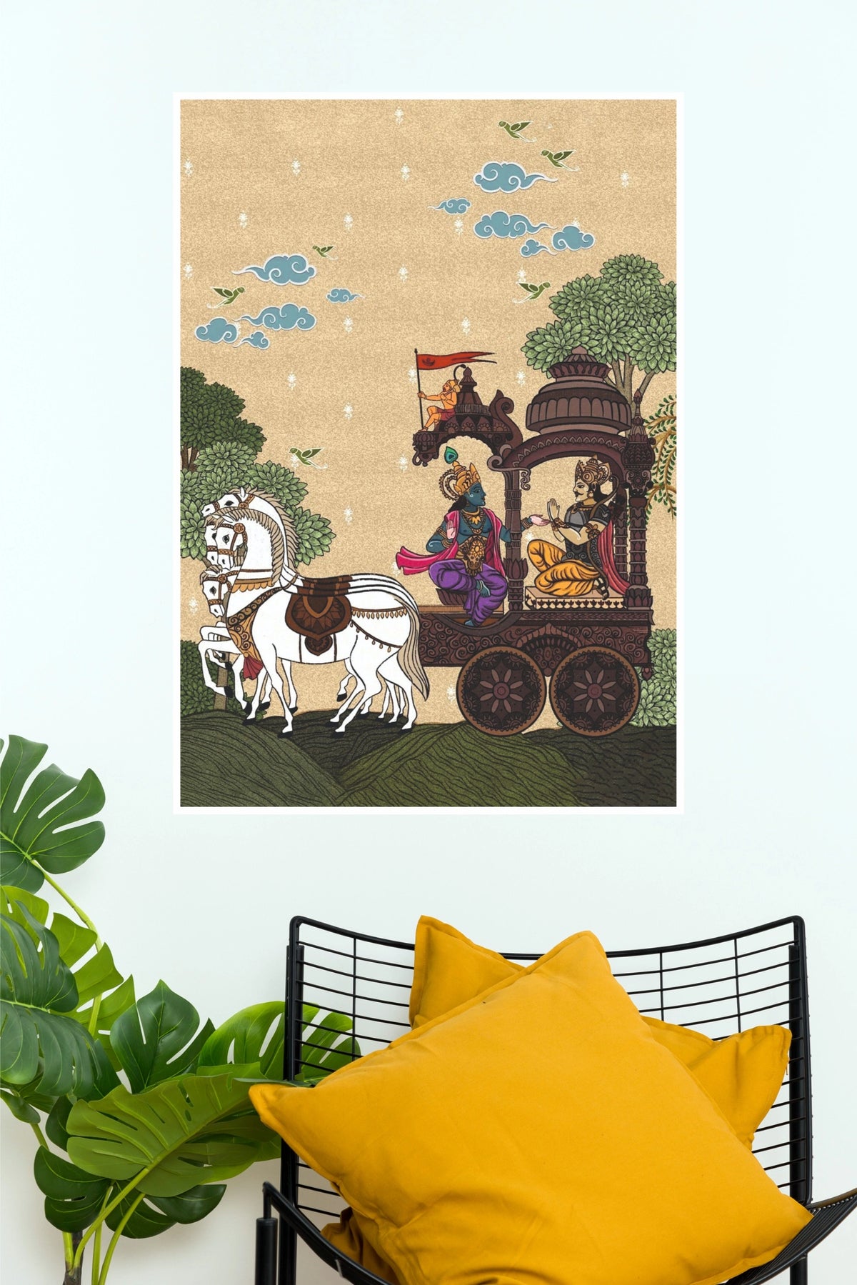 Lord Krishna & Arjuna Bhagavad Gita Poster | Mahabharata Chariot Wall Art | The Poster Valley  (God Poster)
