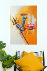 Pashupatinath Lord Shiva Poster | Trishul & Lotus Spiritual Wall Art | The Poster Valley (God Poster)