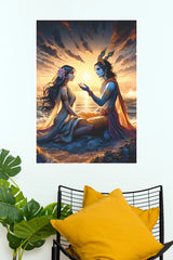 Radha Krishna Divine Love Poster | Spiritual Hindu Wall Art | The Poster Valley   (God Poster)