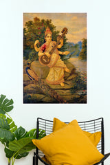Goddess Saraswati Devi Poster | Veena Spiritual Hindu Wall Art (God Poster)
