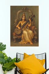 Goddess Saraswati Veena Poster | Maa Saraswati Hindu Wall Art   (God Poster