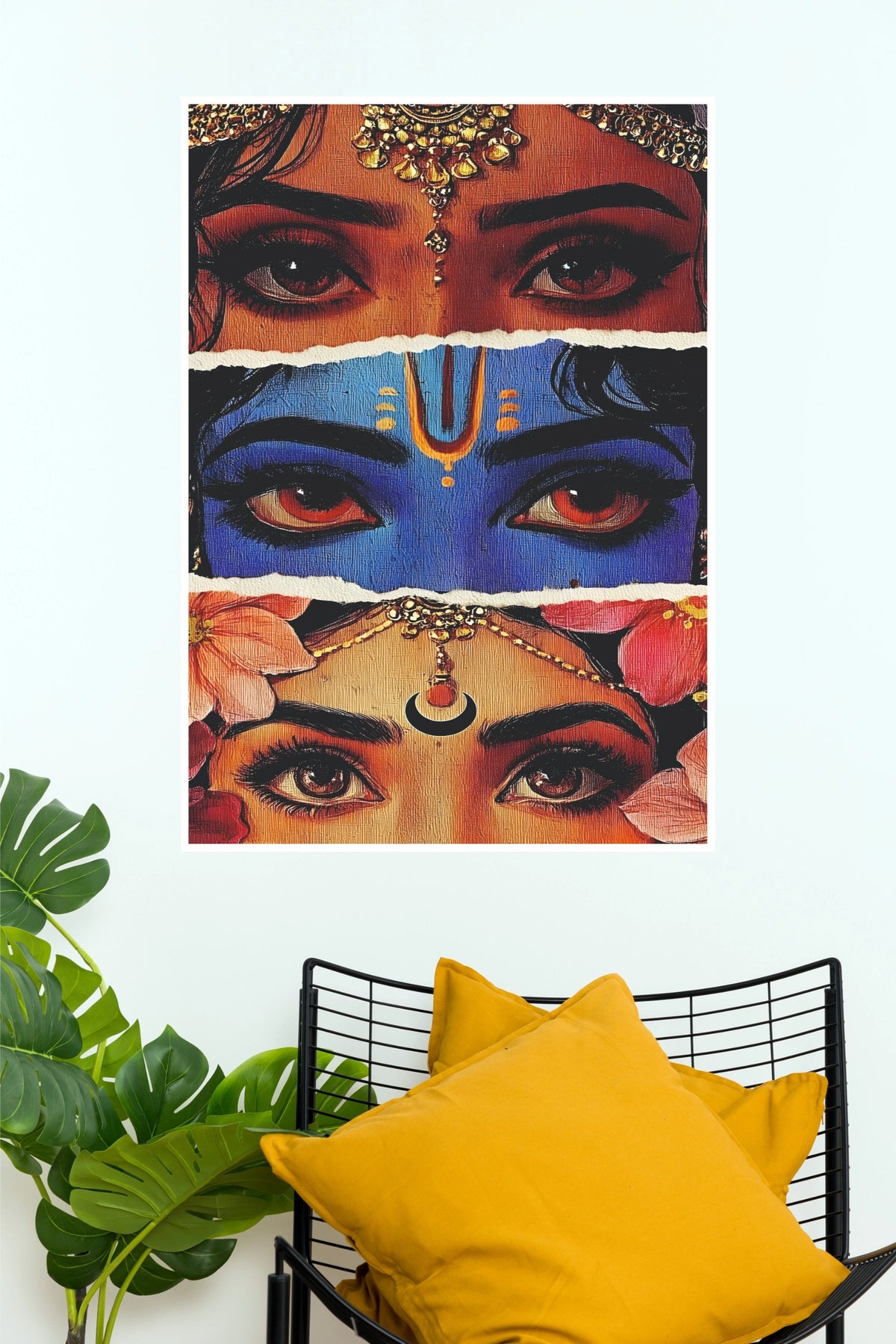 Shakti & Shiva Symbolic Eyes Art Poster | Spiritual Hindu Wall Decor (God Poster