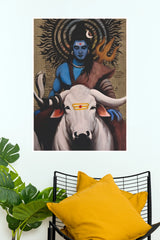 Mahadev with Nandi – Divine Shiva Spiritual Wall Poster (God Poster)