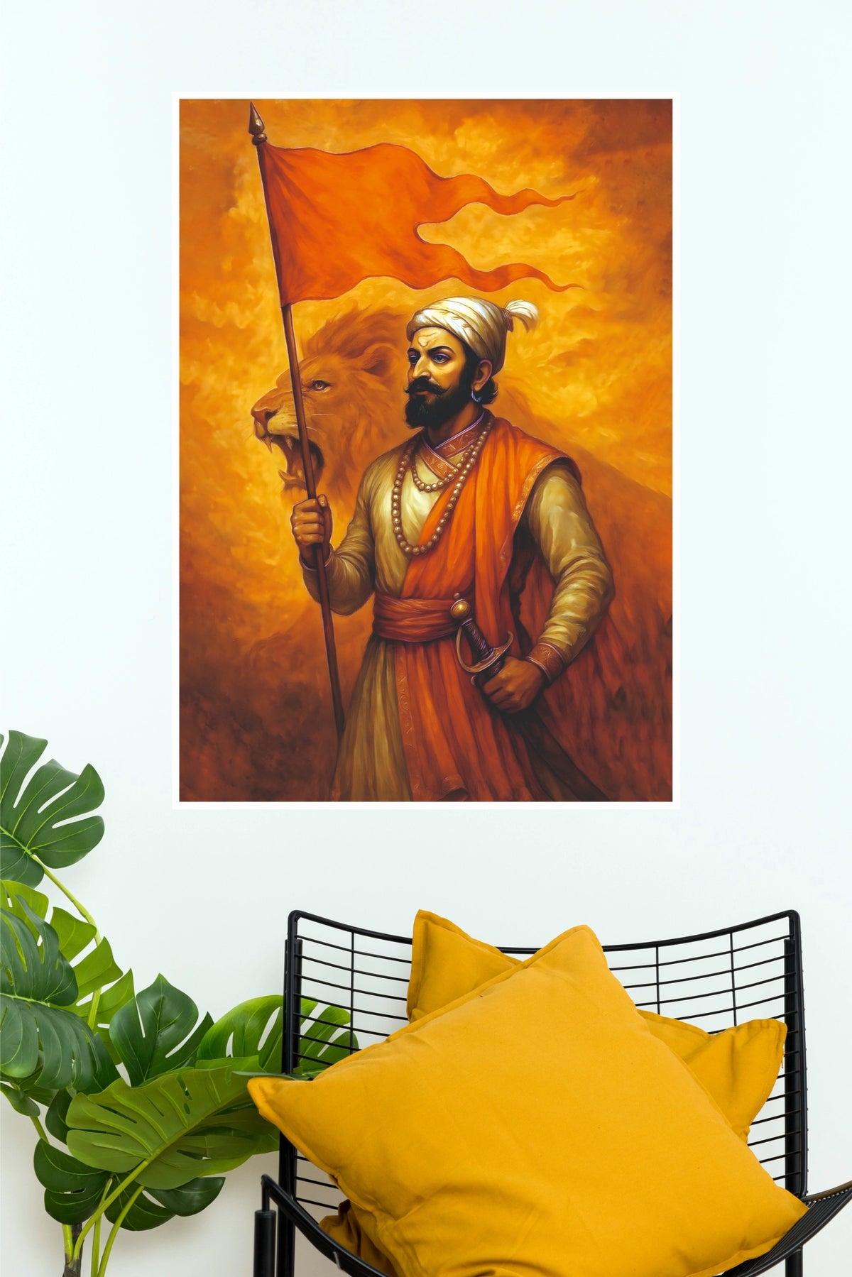 Maratha Warrior with Saffron Flag – Royal Heritage Wall Poster (God Poster)