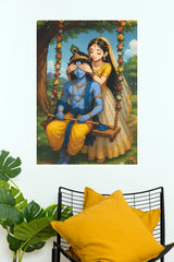 Radha Krishna Jhula – Divine Love Spiritual Wall Poster  (God Poster)