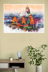Jagannath Puri Rath Yatra – Watercolor Devotional Wall Poster (God Poster)