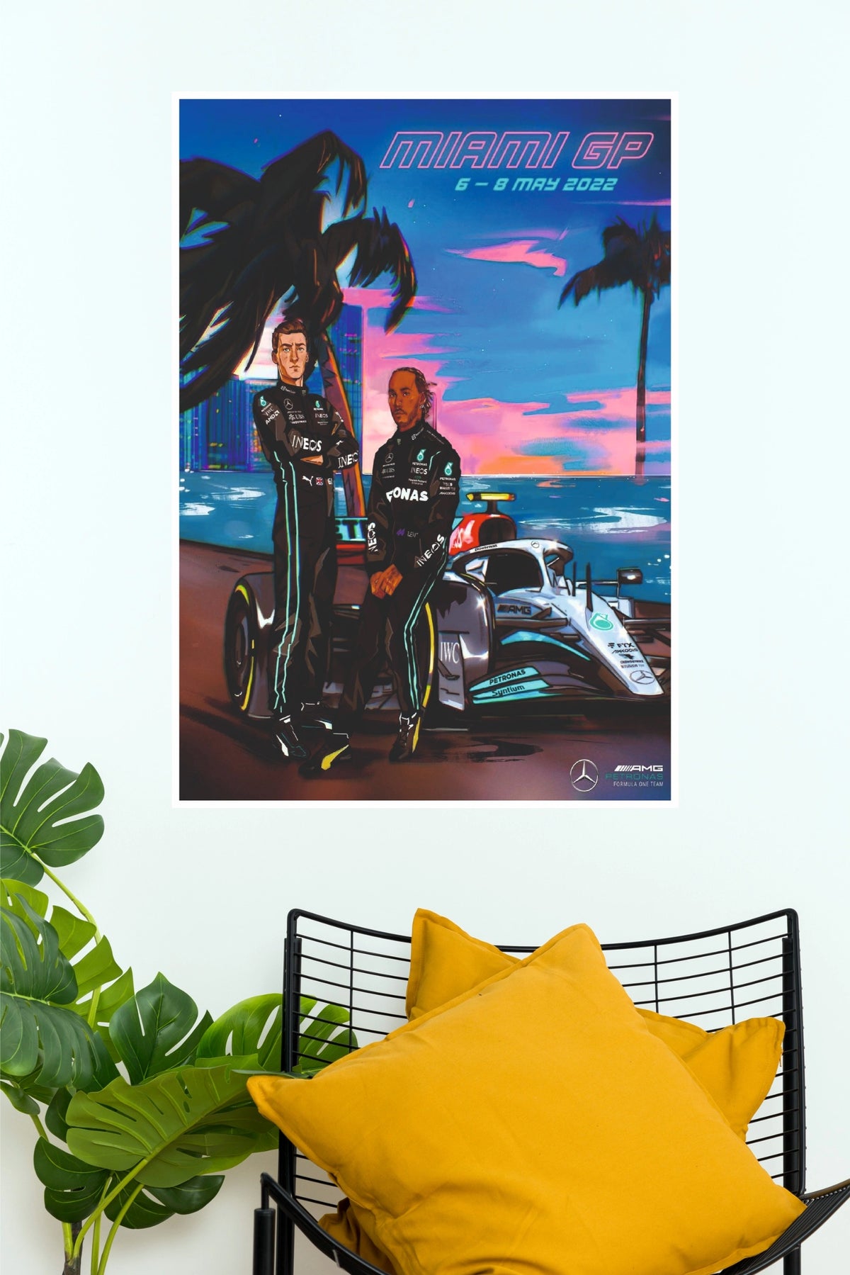 Mercedes-AMG F1 2022 Miami GP Art Poster – Lewis Hamilton & George Russell  (Game Posters)