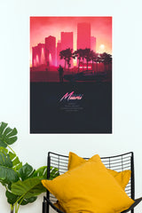 Hotline Miami Minimalist Synthwave City Art Poster (Game Posters)