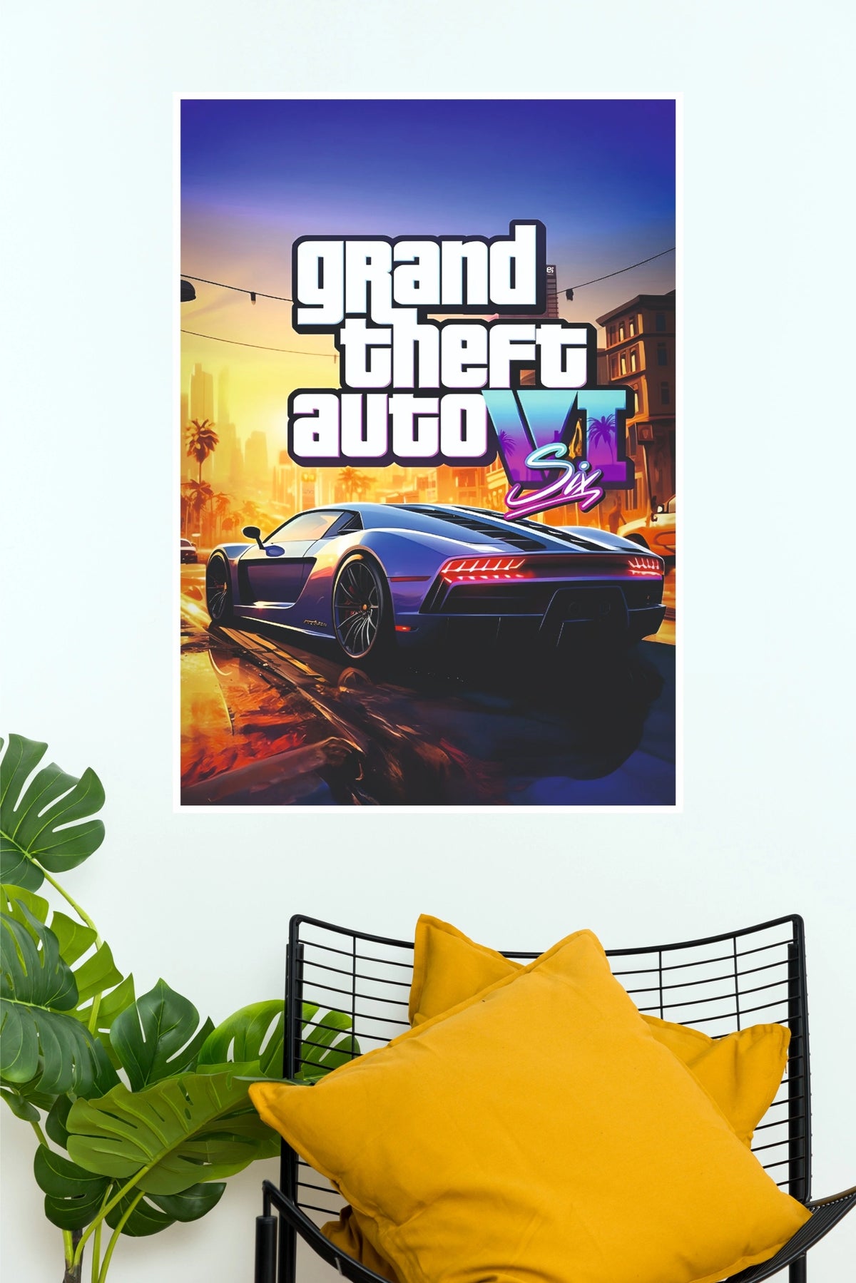 Grand Theft Auto 6 Supercar Poster | GTA 6 Gaming Wall Art (Game Poster)