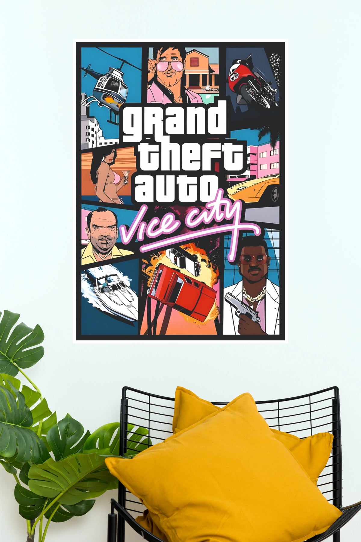 Grand Theft Auto Vice City Poster | GTA Vice City Collage Wall Art (Game Poster)