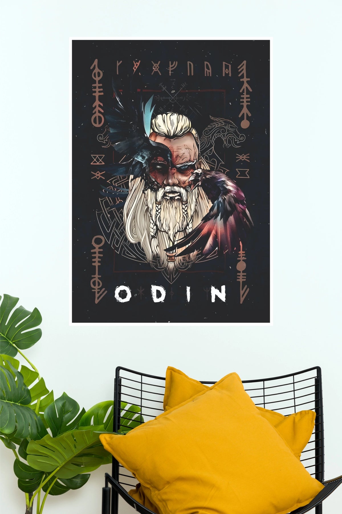 Norse God Odin Ravens and Runes Mythological Paper Poster (  Game Posters)